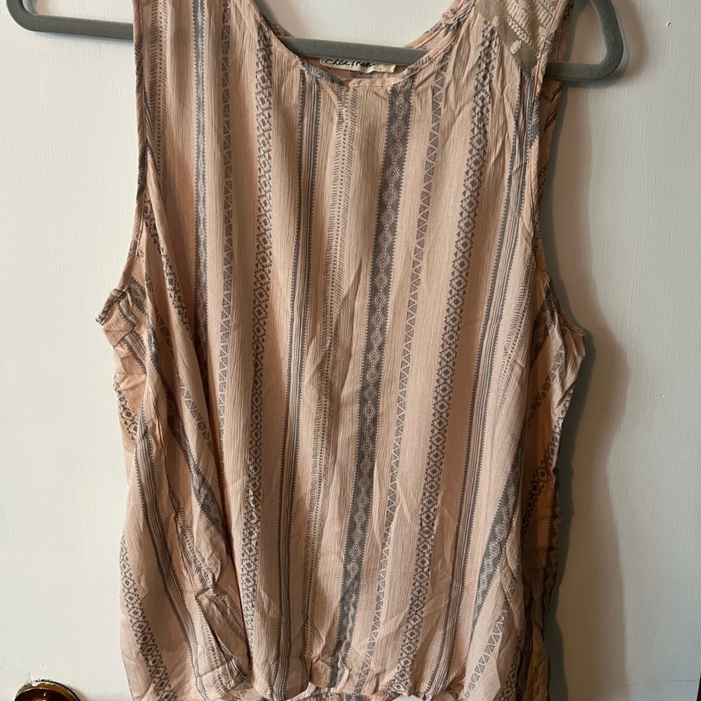 Chloe & Katie Patterned Tank Top - Beige and Gray